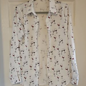 Chic Wine Glass Pattern Shirt